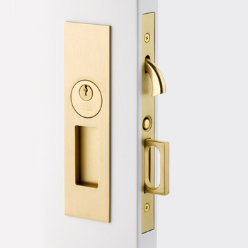 Emtek 2153 Narrow Modern Rectangular Pocket Door Mortise Lock (2" x 7-1/4") - Keyed